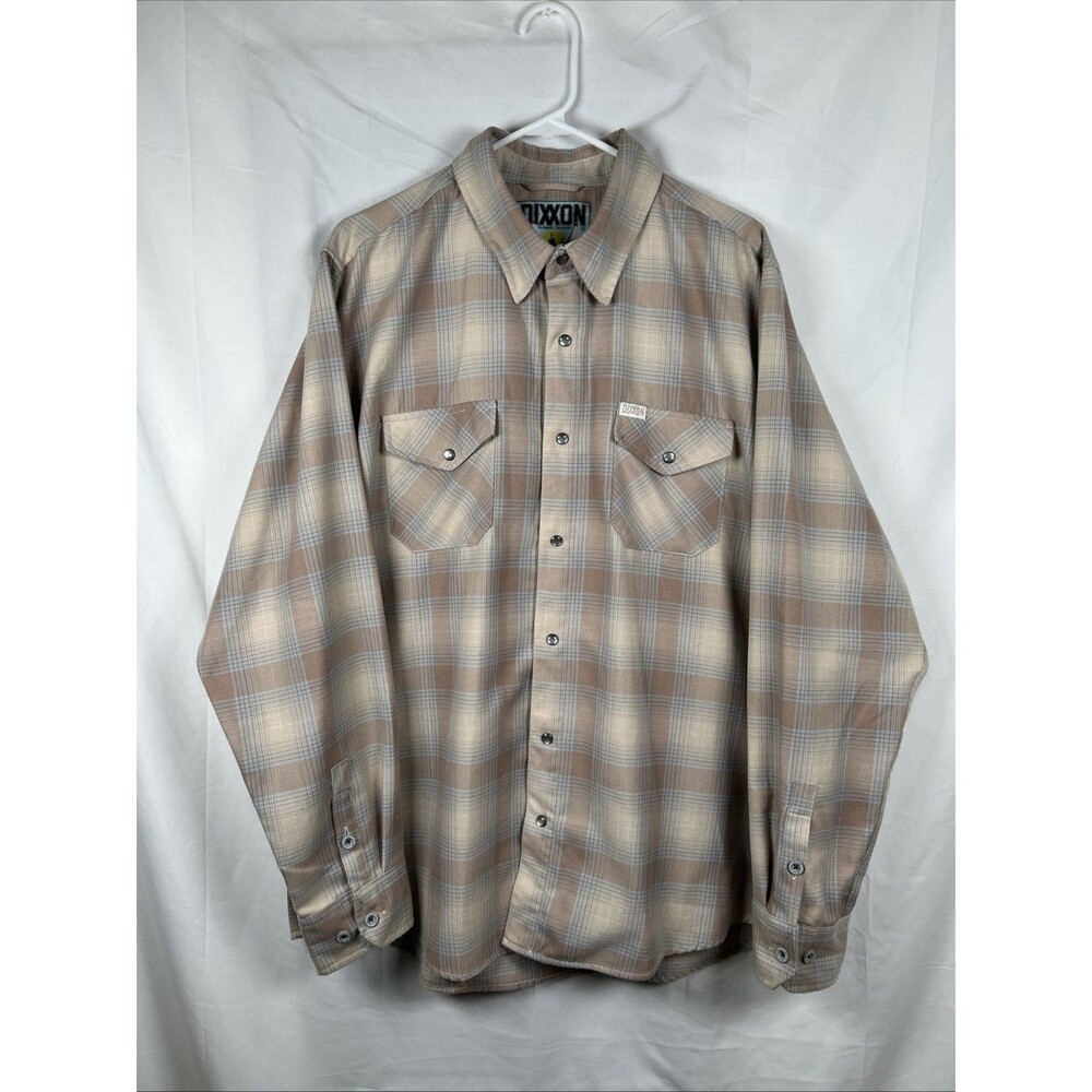 Dixxon Flannel Company Holbrook Plaid Shirt Men’s XL Beige Blue Pearl Snap